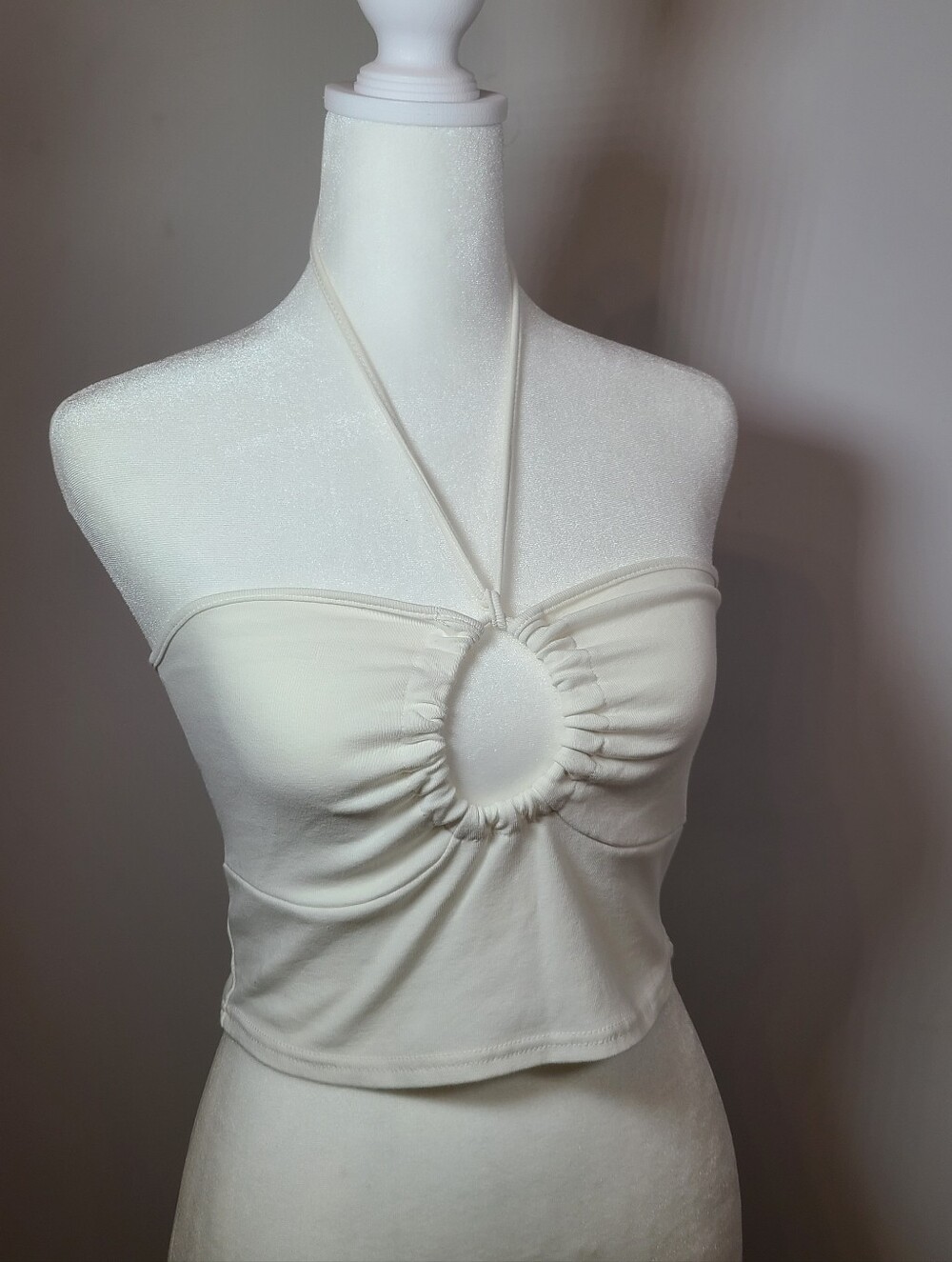 Women's White Halter Cutout Crop Top Size XS/S